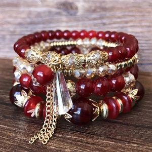 **ANASTACIA* Gold x Red Fashion Beaded Bracelet